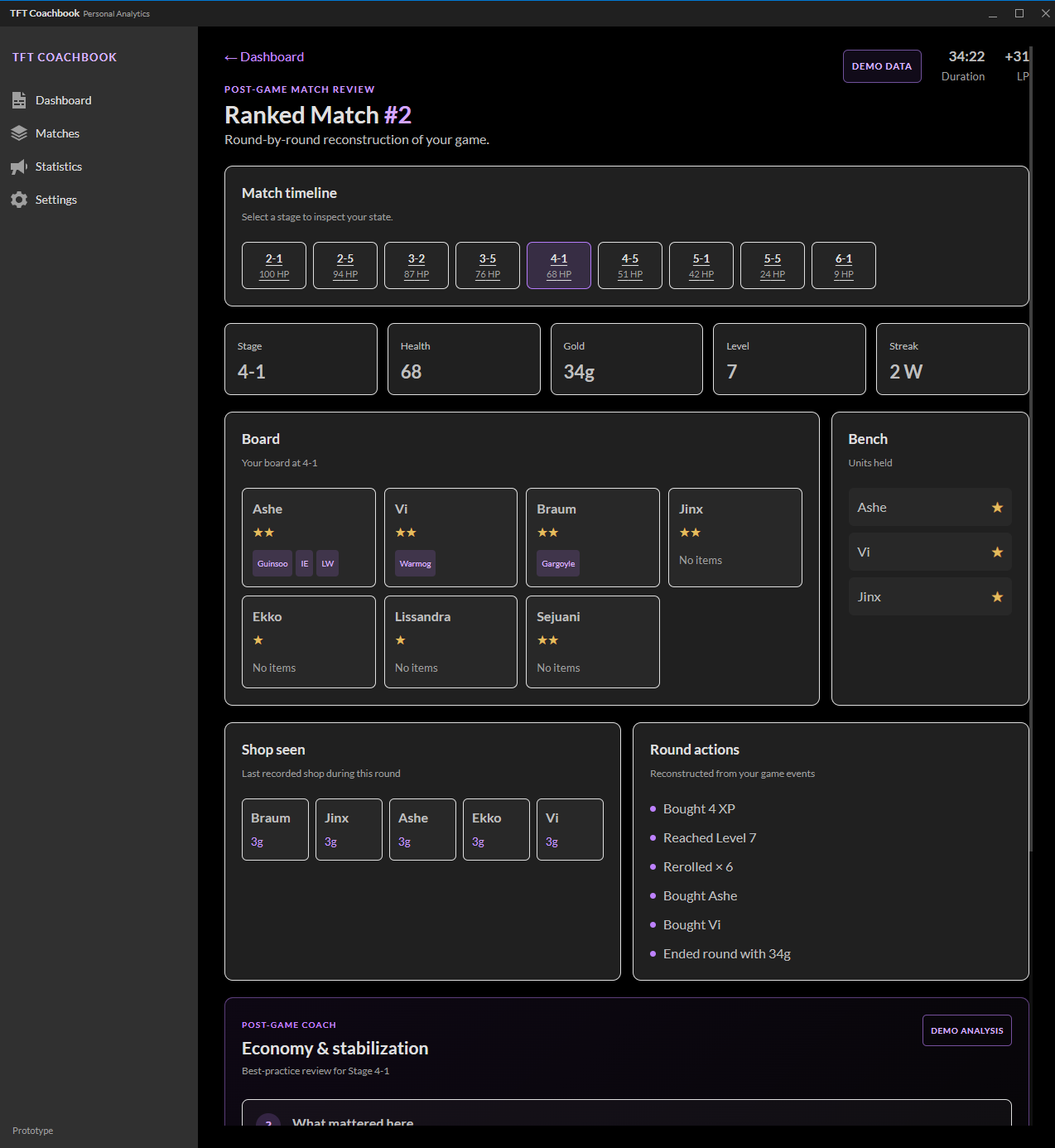 TFT Coachbook match review overview screenshot
